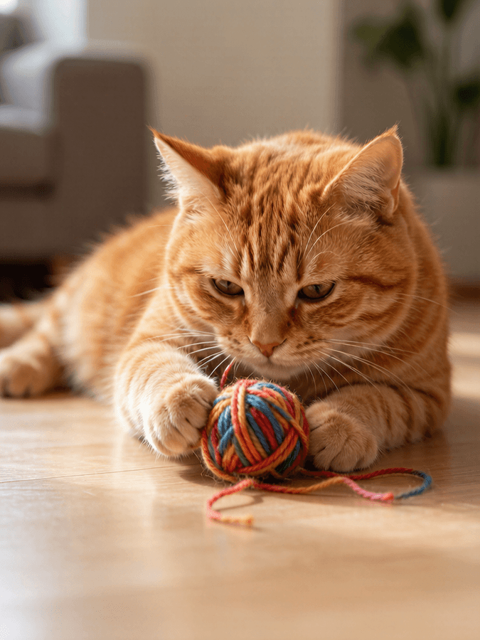 Original photo of a cat with yarn