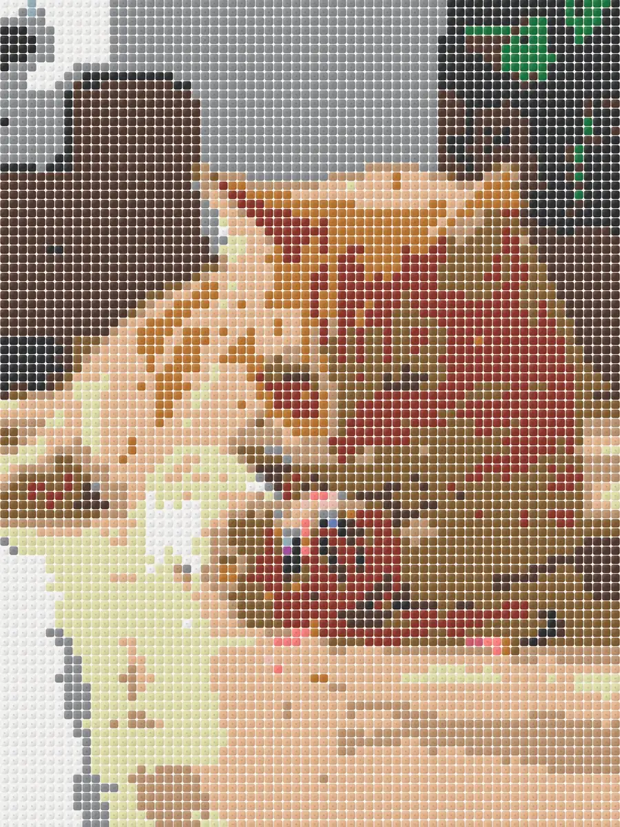 Finished Perler bead piece after ironing, beads fused into a solid sprite