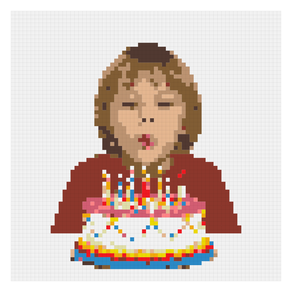 The birthday 10 bead pattern on the Perler card at 68 by 68, the 9-board version