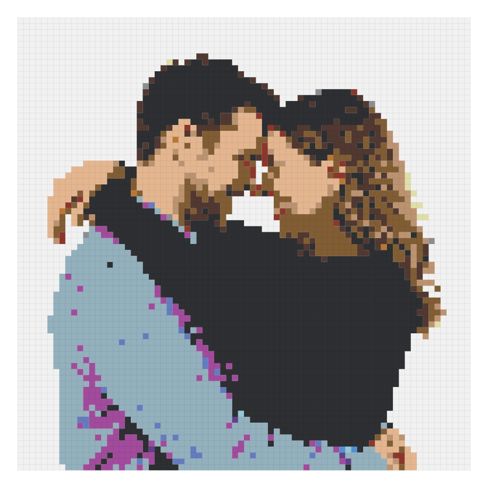 The couple hug bead pattern on the Perler card at 76 by 76, the 9-board version