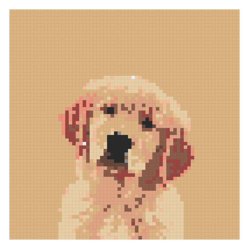 The golden puppy bead pattern on the Artkal card at 66 by 66, the 9-board version