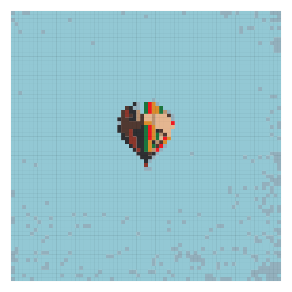 The hot air balloon bead pattern on the Perler card at 71 by 71, the 9-board version