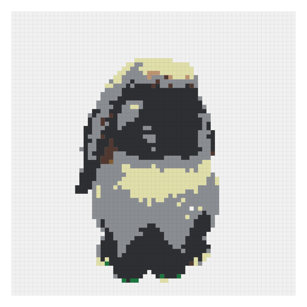The lop rabbit bead pattern on the Perler card at 67 by 67, the 9-board version