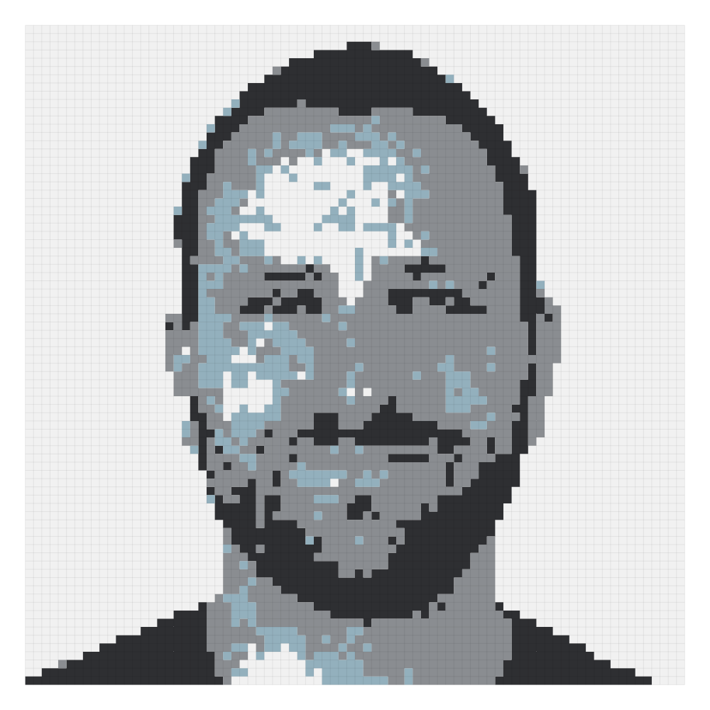 The selfie one bead pattern on the Perler card at 80 by 80, the 9-board version