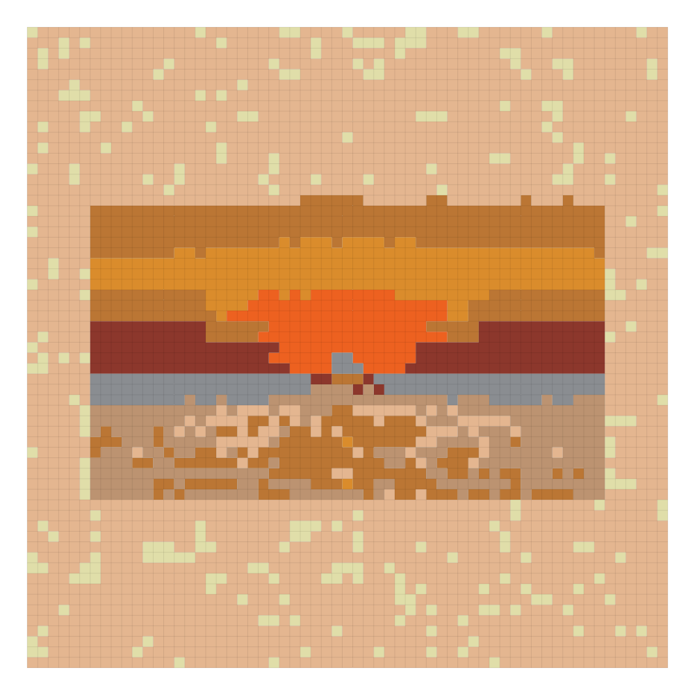 The sunset bay bead pattern on the Perler card at 61 by 61, the 9-board version